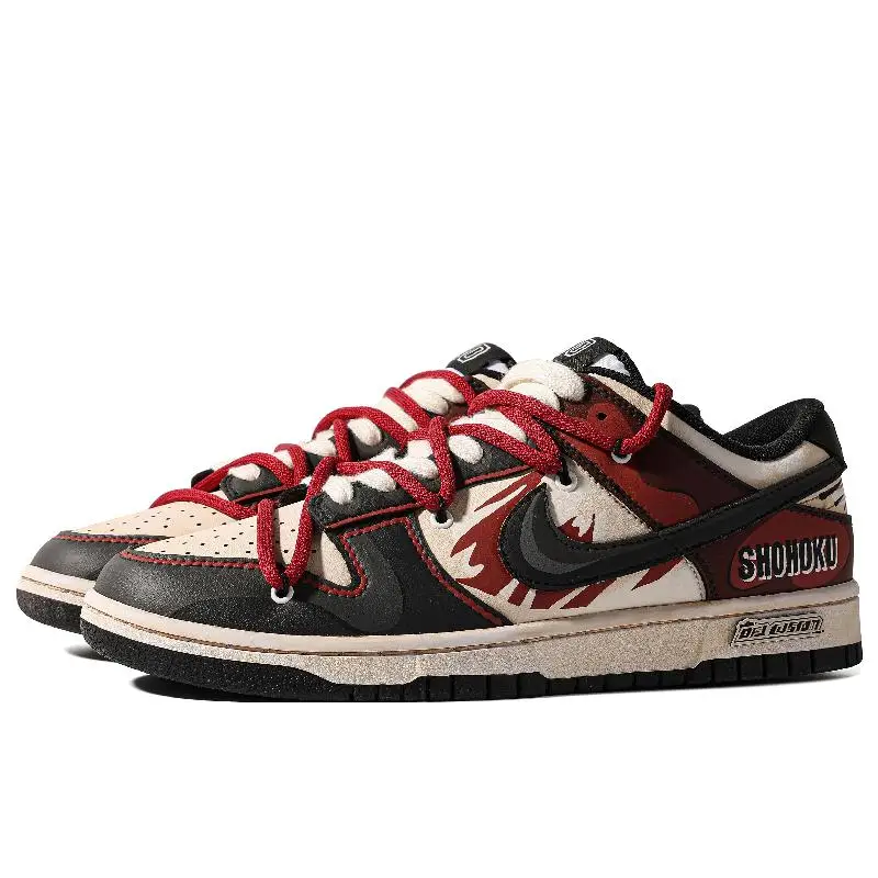 [Custom SHOHOKUS-BOX]Nike Dunk Low Top Skateboard Shoes GS Black Red - Image 4