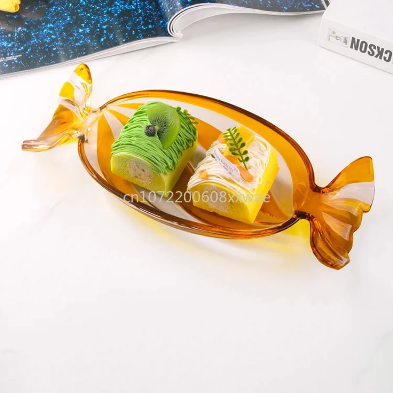 

Красочная тарелка с фруктами и конфетами, домашняя тарелка для закусок с семенами дыни, тарелка для закусок из хрустального стекла