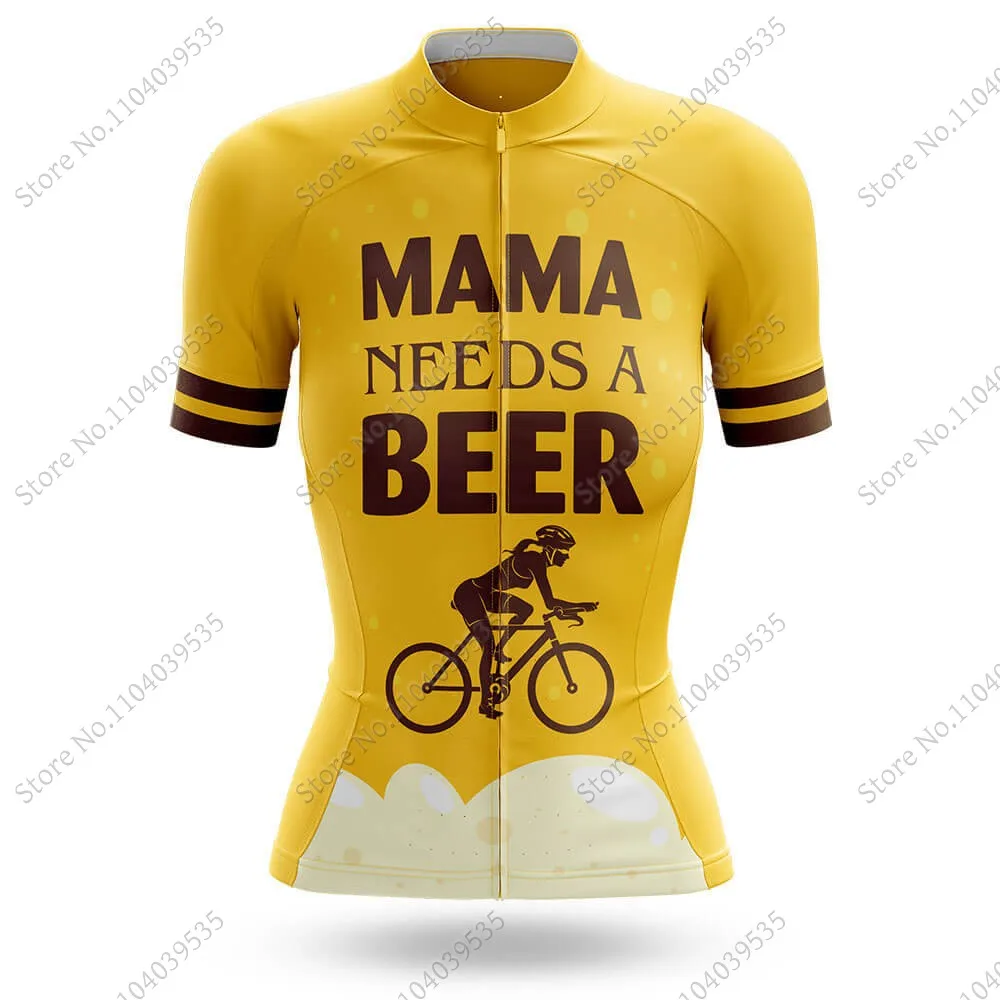 2024 Women Beer Cycling Jersey Set Cycling Clothing Short Sleeve Kit Road bike Shirt Bicycle Bib Shorts