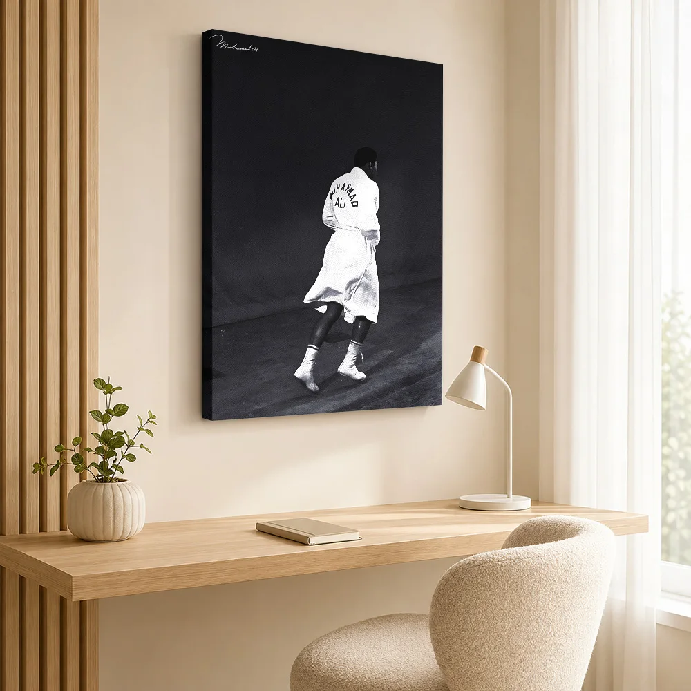 Muhammad Ali in Robe Canvas Print Poster Custom Photo Sports Portrait Wall Art for Game Room Decor Ready to Hang Gift for Fans