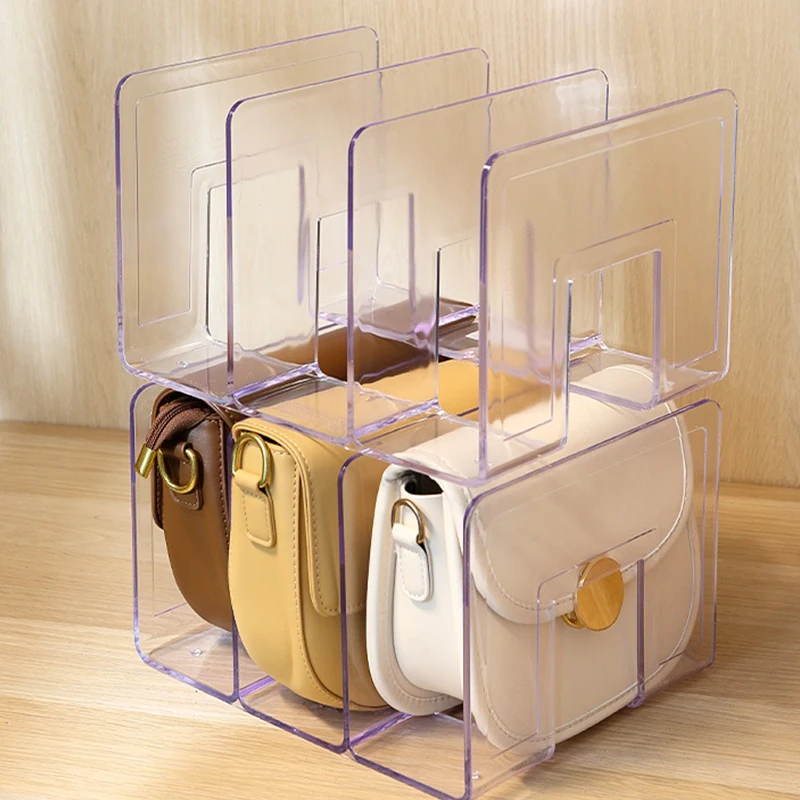 

4 Grids Handbag Storage Racks Luxury Bags Purse Women Handbag Divider Organizer Transparent Acrylic Partition Display Cabinet