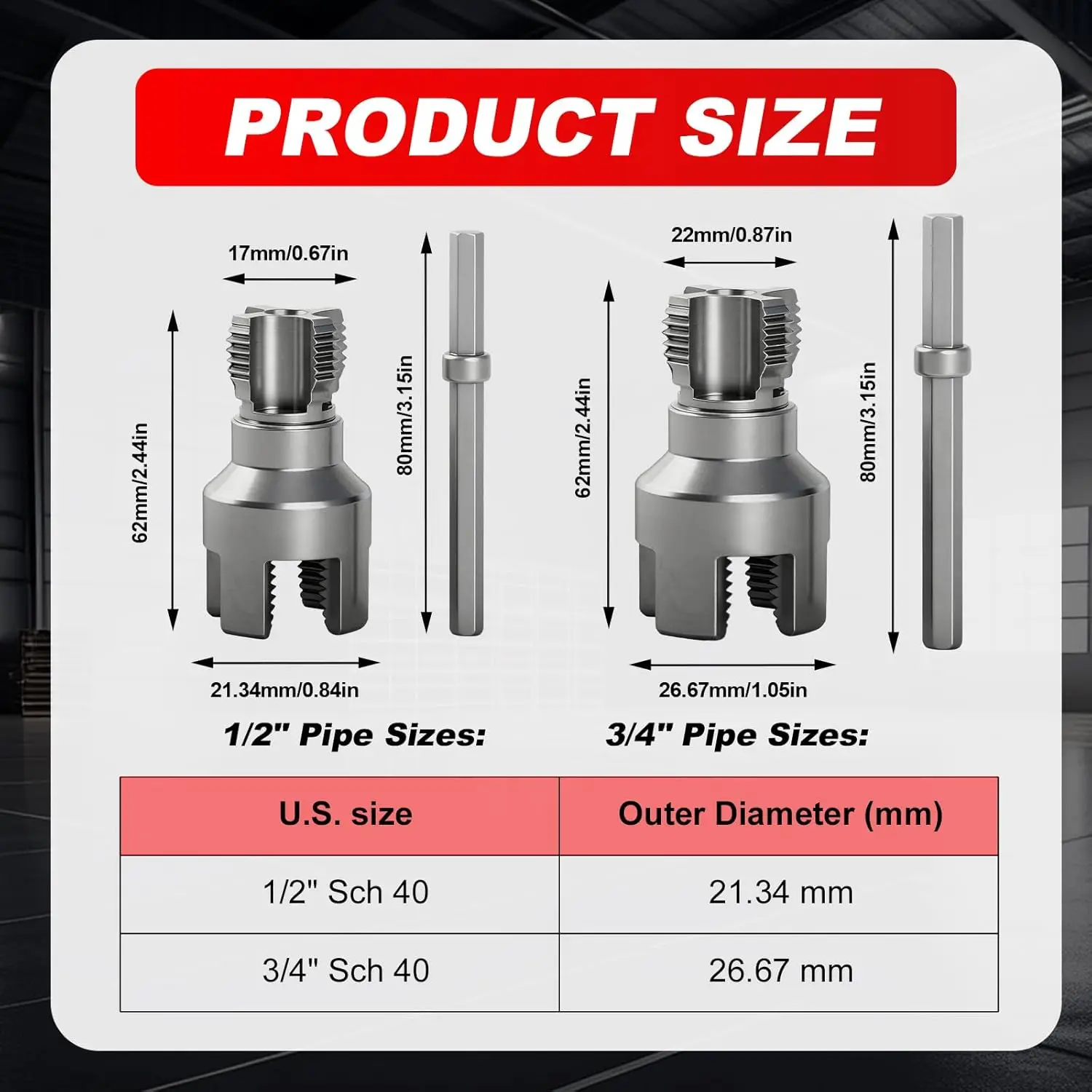 2PCS Pipe Threading Tool,Dual-Function Internal & External Pipe Threader Kit, Alloy Steel Thread Cutting Tool for Water Pipes