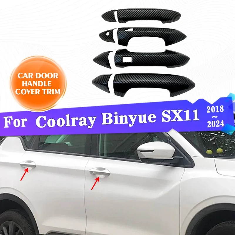 

Car Outer Door Handle Cover Trim For Geely Coolray Binyue PHEV SX11 Proton BelGee X50 2018~2024 2023 Cap Sticker Car Accessories