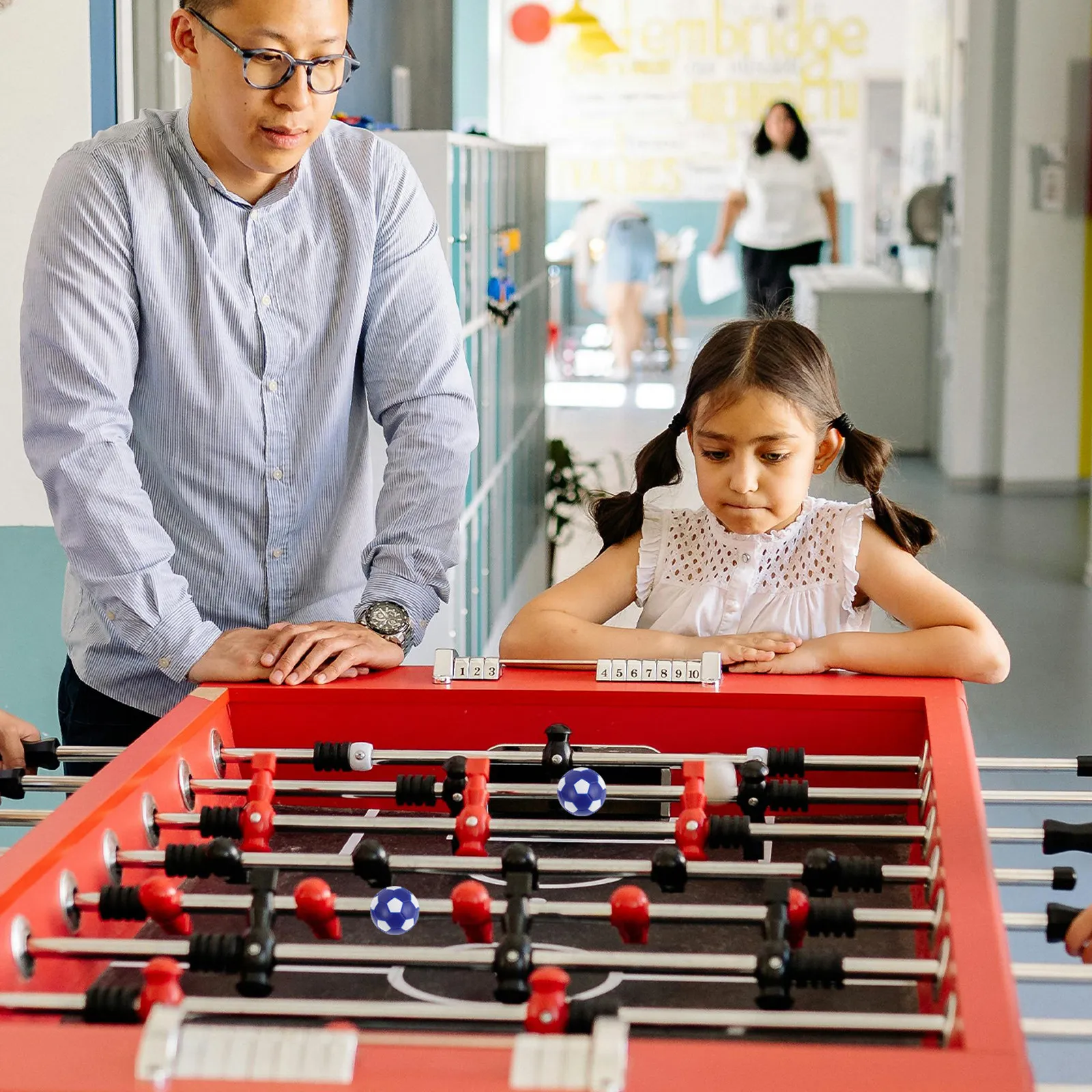 

1Set Foosball Table Handle Grip Replacement 32Mm Blue White Table Soccer Balls Game Rod Handles Stick End Caps for Desktop