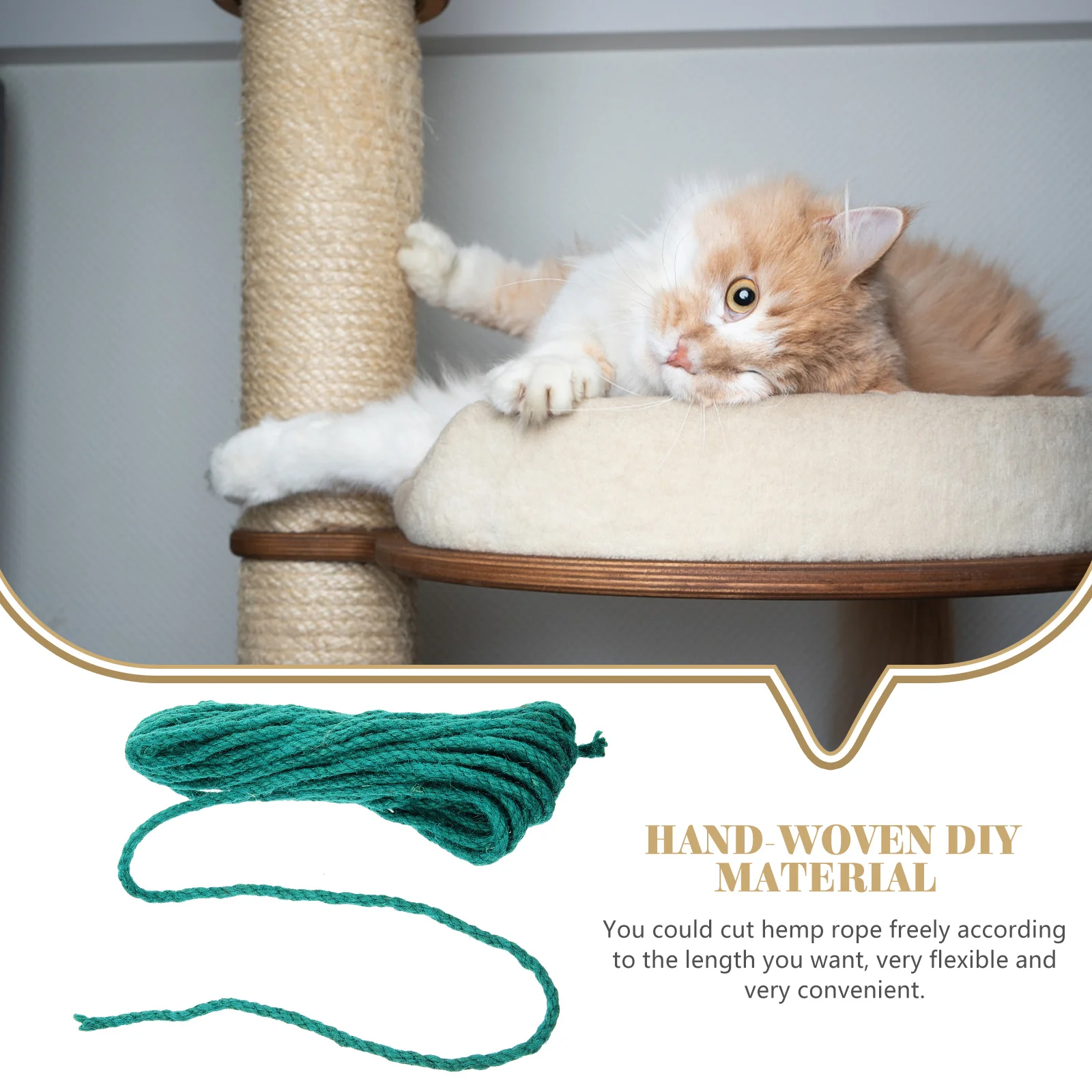 

Natural Scratching Tree Replacement Durable Sturdy Wear Resistant Flexible DIY Hemp for Cat Scratching Post Sisal for Crafts