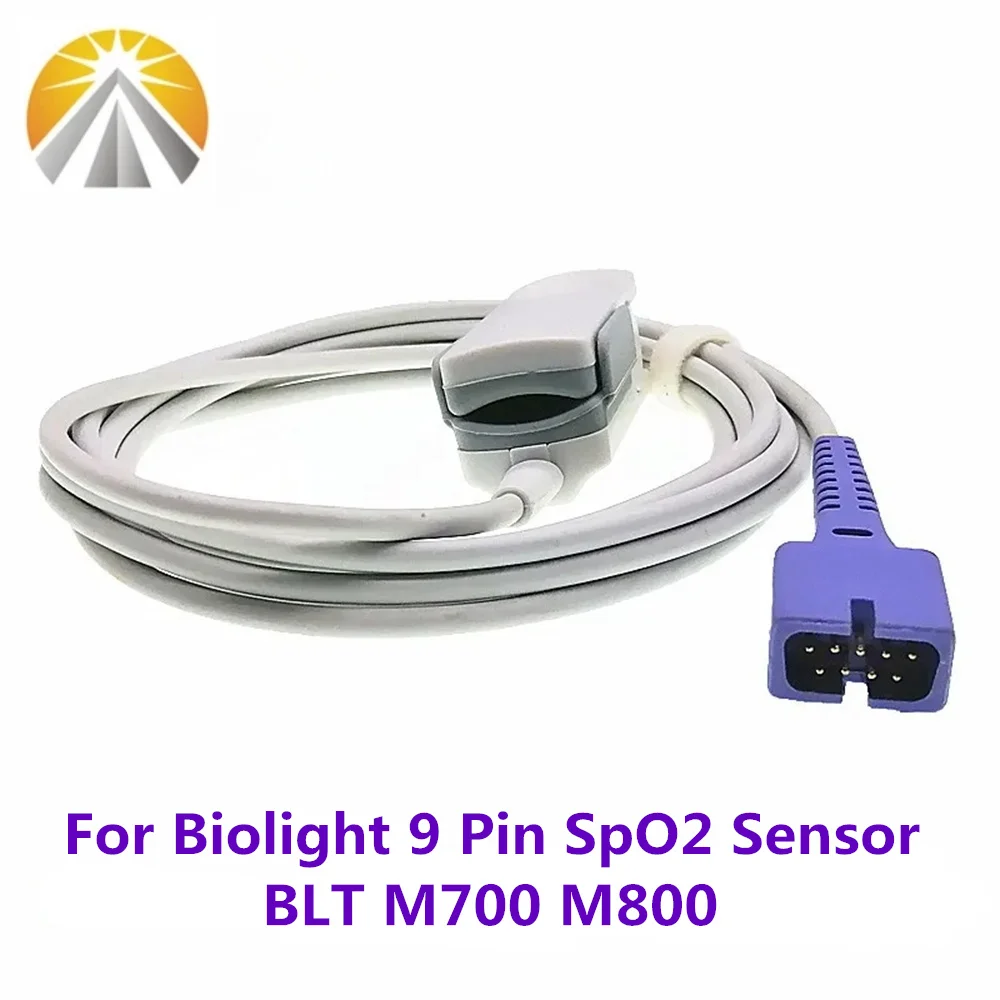 9 Pin Spo2 Sensor for Biolight BLT M700 M800 Pulse Oximeter Reusable Digital Output Tech Adult Pediatric Child Neonate Multi Use