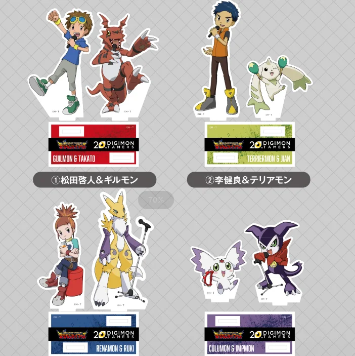 Anime Digimon Tamers figurka lalka tato Guilmon Ruki Renamon Jian teriermon akrylowy stojak Model płyta Cosplay zabawka na prezent