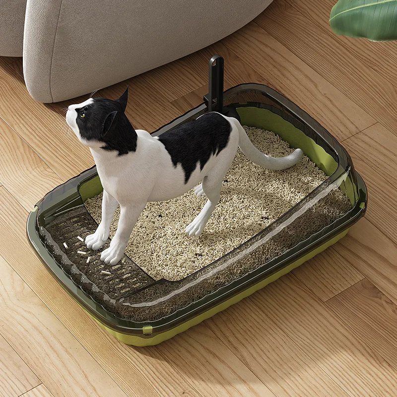 

Kitty Sandbox Cat Litter Box Semi-Enclosed Cat Litter Box Splash-proof Cat Supplies Cat Toilet for Kittens and Fat Cats