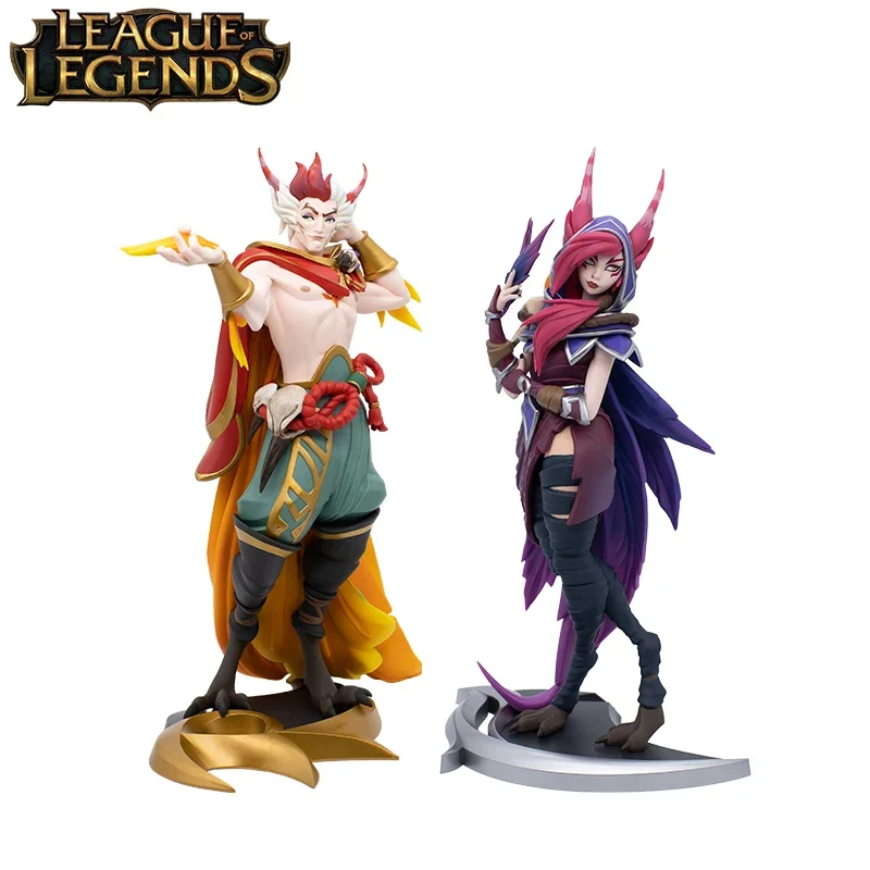 In Voorraad Echte Originele League Of Legendes De Rebel En De Charmeur Xayah & Rakan Actie Anime Figuur Verzamelbare Poppenornament