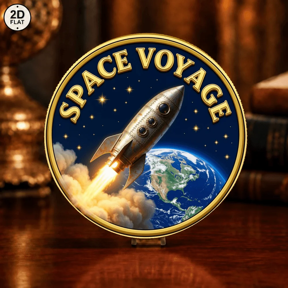 1pc Outer Space Exploration Commemorative Coin Space Voyage & Moon Landing Challenge Coin Universe Collectible Souvenir Gift