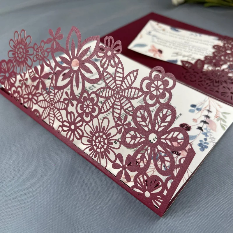 Customized.2022-Fold Personalized Laser Hollow Invitation Card Invitation Card Letter Card Wedding Invitation Print