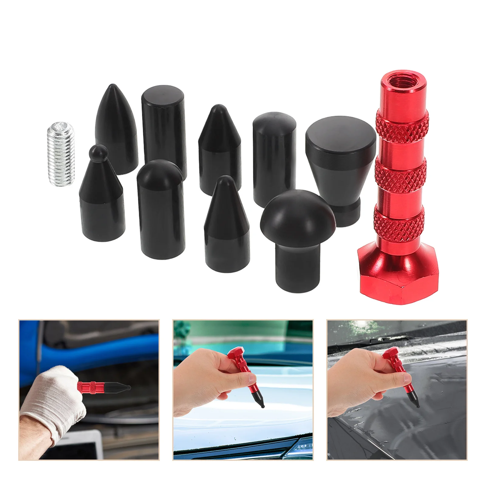 

Car Dent Puller Automotive Paintless Leveling Pen Replaceable Heads Metal Tap Down Hand Tool Auto Body Repair Dent Removal Kit