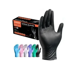 10pcs/set Nitrile Disposable Gloves Black Latex Powder Free Gloves Industrial Grade Cooking Working Cleaning Hair Dye Gloves