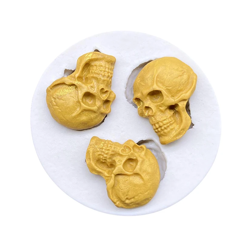 Moule en silicone Crâne Halloween pour Sugarcraft, outils de résine, moule à cupcakes, outils de décoration de gâteaux en fondant