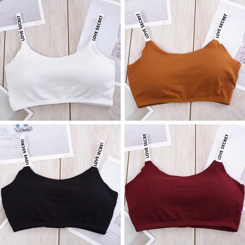 Cotton Bras For Women Seamless Nonwire Bra Tube Top Underwear Letter Strap Soft Bra Removable Pad Sexy Lingerie