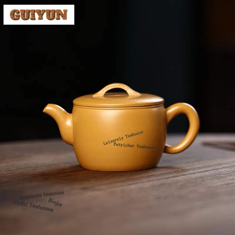 

220 мл Ретро Исин Фиолетовые Глиняные Чайники Ручной Работы Большой Калибр Горшок Сырой Руд Подсолнух Желтый Чжу Грязевой Чайник Китайский Чайный Набор Цзыша