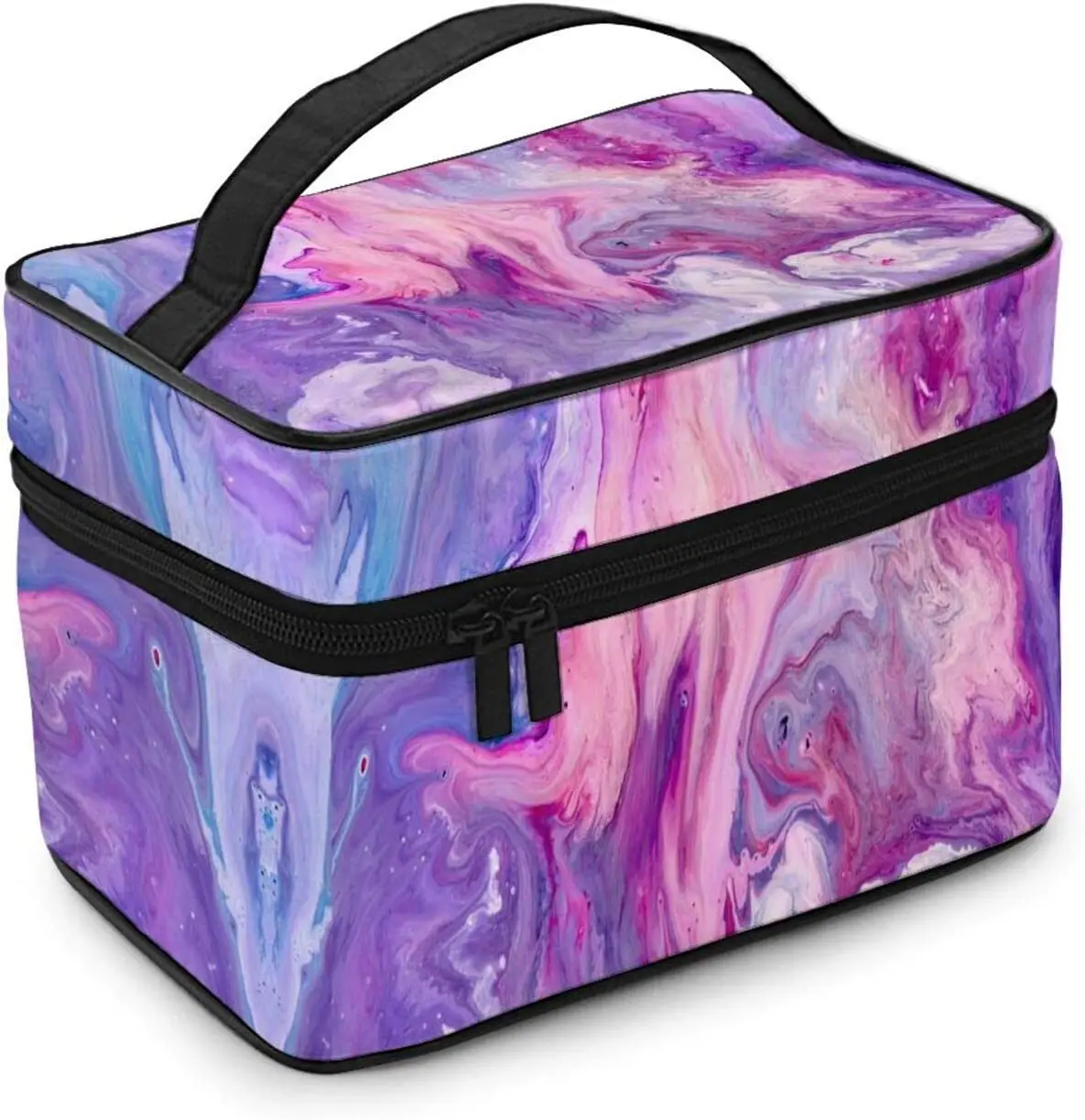 Borsa per il trucco in marmo viola borsa per cosmetici grande per le donne Organizer per borse da toilette da viaggio portatili