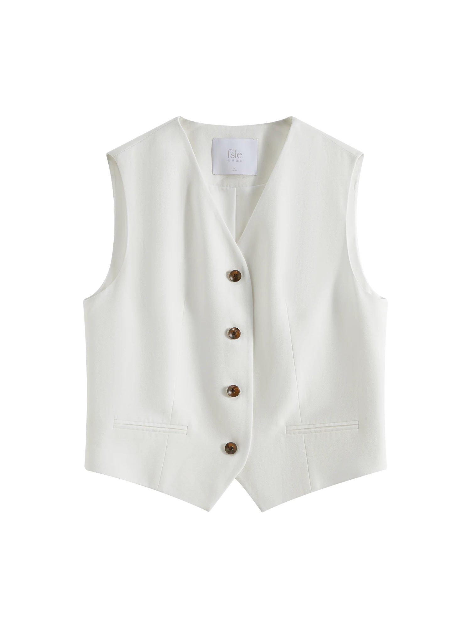 FSLE 2025 Summer Old Money Vest Pantaloni a gamba larga Set Vintage su misura in due pezzi Vita regolabile Eco Lino per sala riunioni al brunch