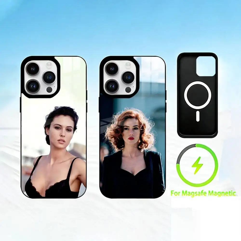 

M-Monica Bellucci Phone Case For iPhone 17 16 15 14 13 12 Pro Max Plus for Mirror Wireless Magnetic Cover