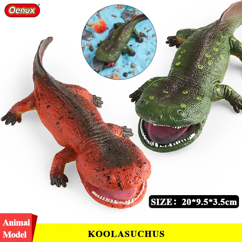 Oenux โมเดลจระเข้ koolasuchus ขั้วโลกใต้, หุ่นจระเข้สุดโหดสัตว์ทะเลของเล่นสำหรับเด็กเพื่อการศึกษา