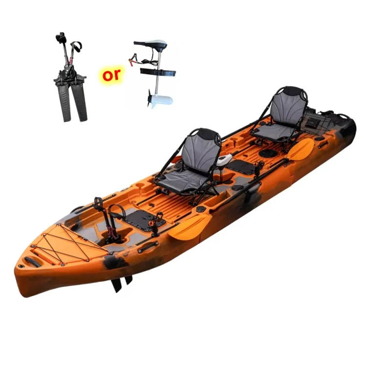 Outdoors Direct 2-Person Modular Kayak High Quality Detachable Pedal Kayak Plastic Hull for Surfing on Rivers 4m
