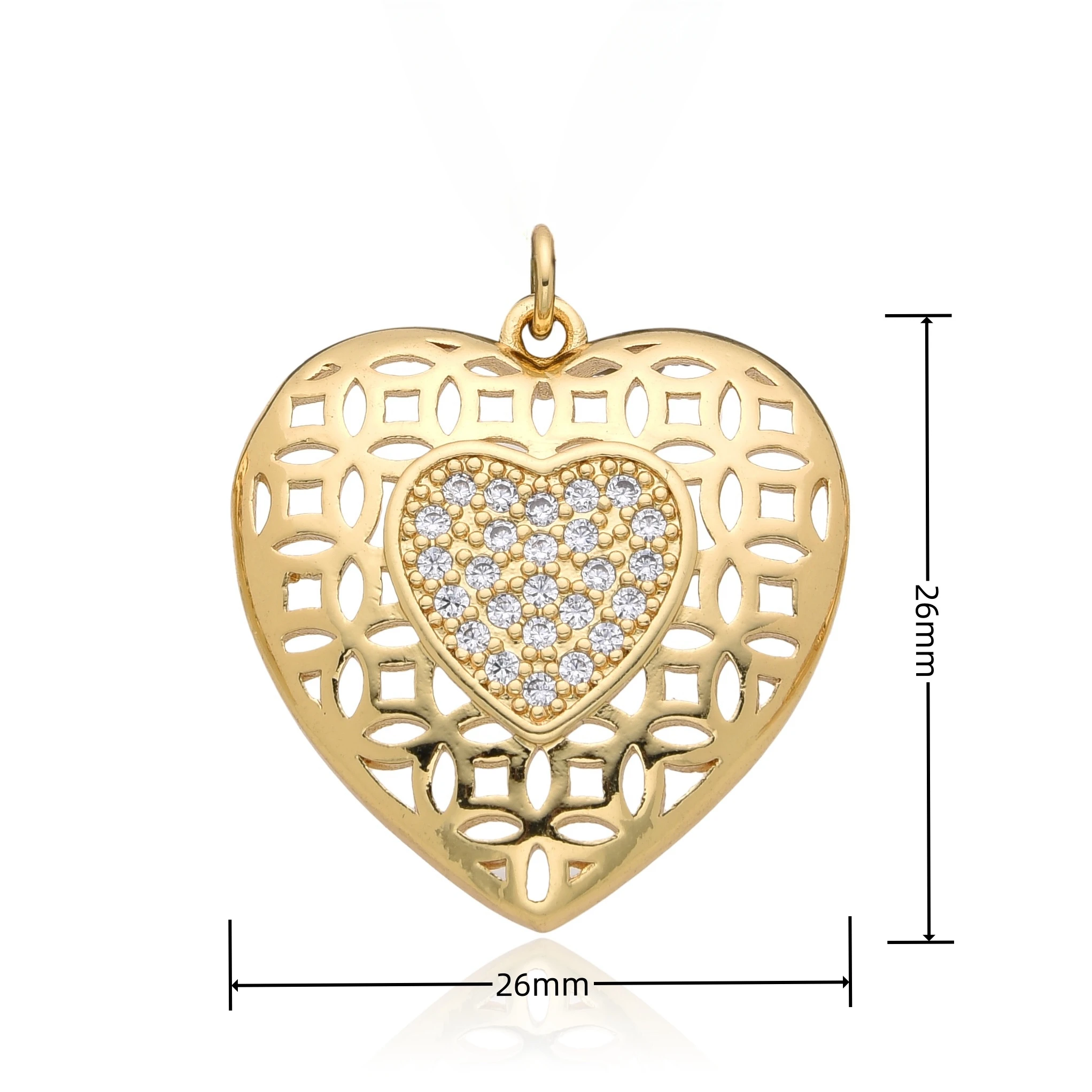 Nouveau Y2k couleur or creux coeur breloques incrusté CZ collier pour les femmes amour tour de cou chaîne pendentif bijoux à bricoler soi-même accessoires en gros