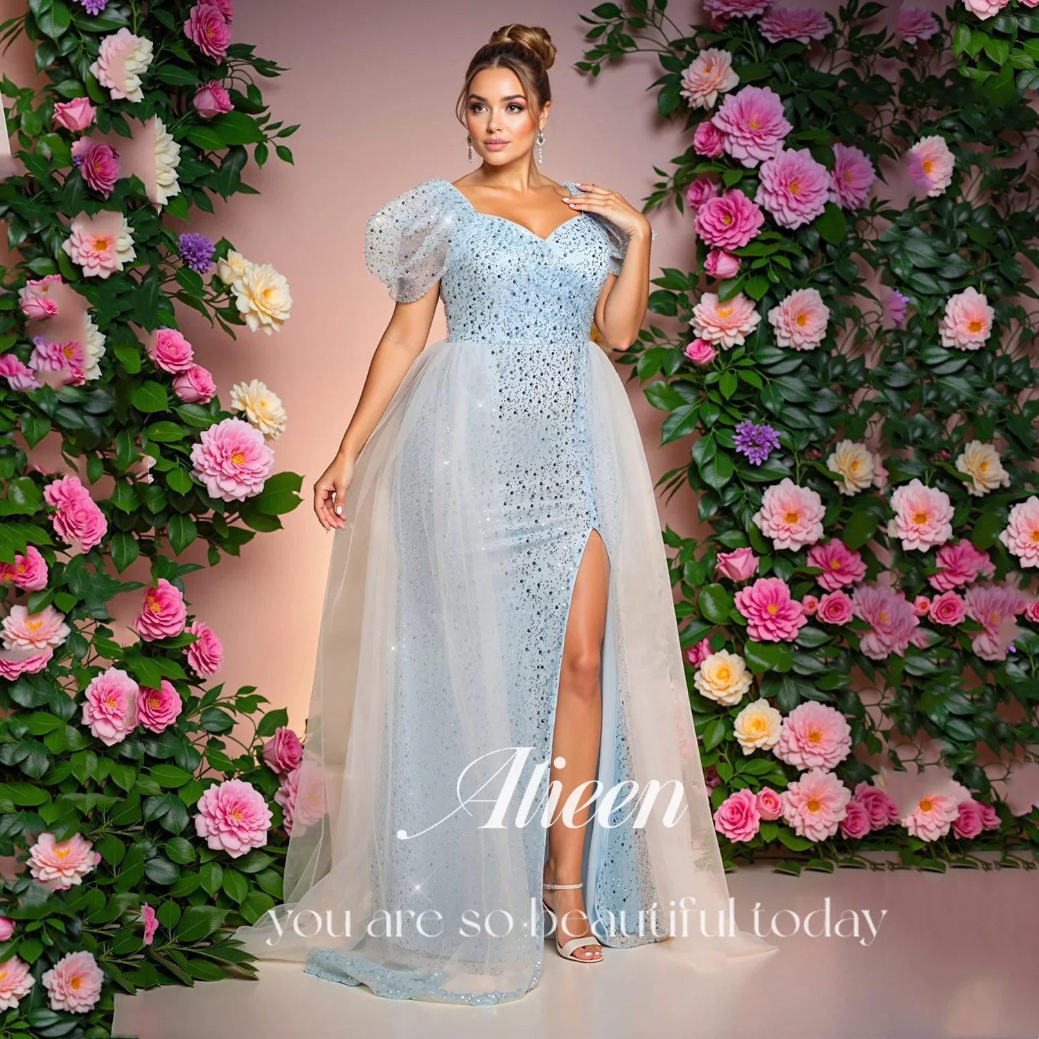 

Aileen Customized Dresses Gala فساتين سهرة Elegant Party Dresses 2025 Sequins Bead Embroidery Vestidos De Festa Blue Prom Dress