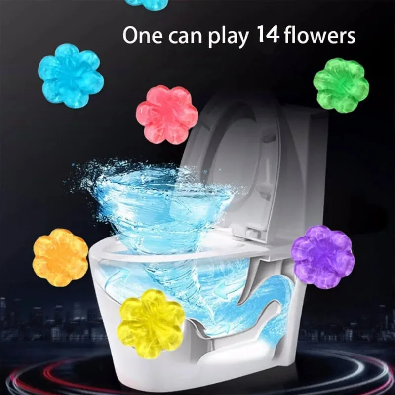 Toilet Gel 1Pc/14 Count Toilet Bowl Gel Stamp 6 Kinds Of Scent Toilet Cleaner Gel Stamp Kit Air Freshener Flower Fragrance