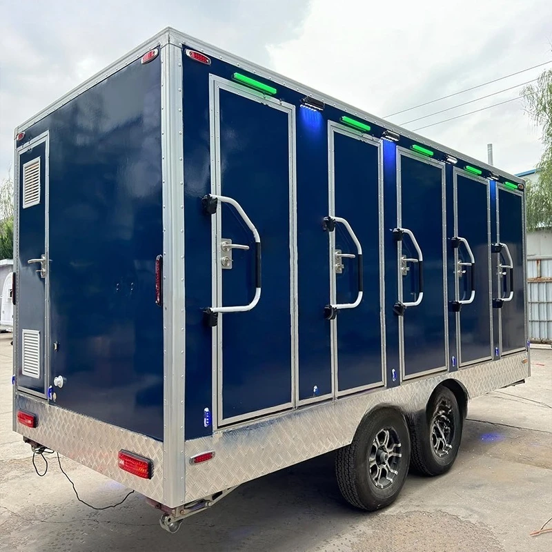 Mobile 2 Axle Portable Travel Shower Toilets Mobile Plastic Toilets Washroom Trailer