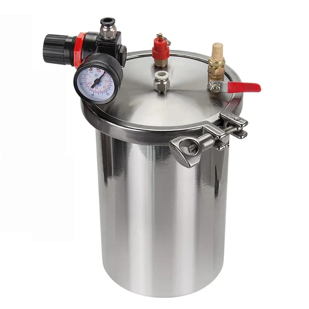 2L Dispenser Pressure Tank 304 Stainless Steel Glue Storage Tank Fluid Dispensing Bucket With Safety Valve Pressure Valve