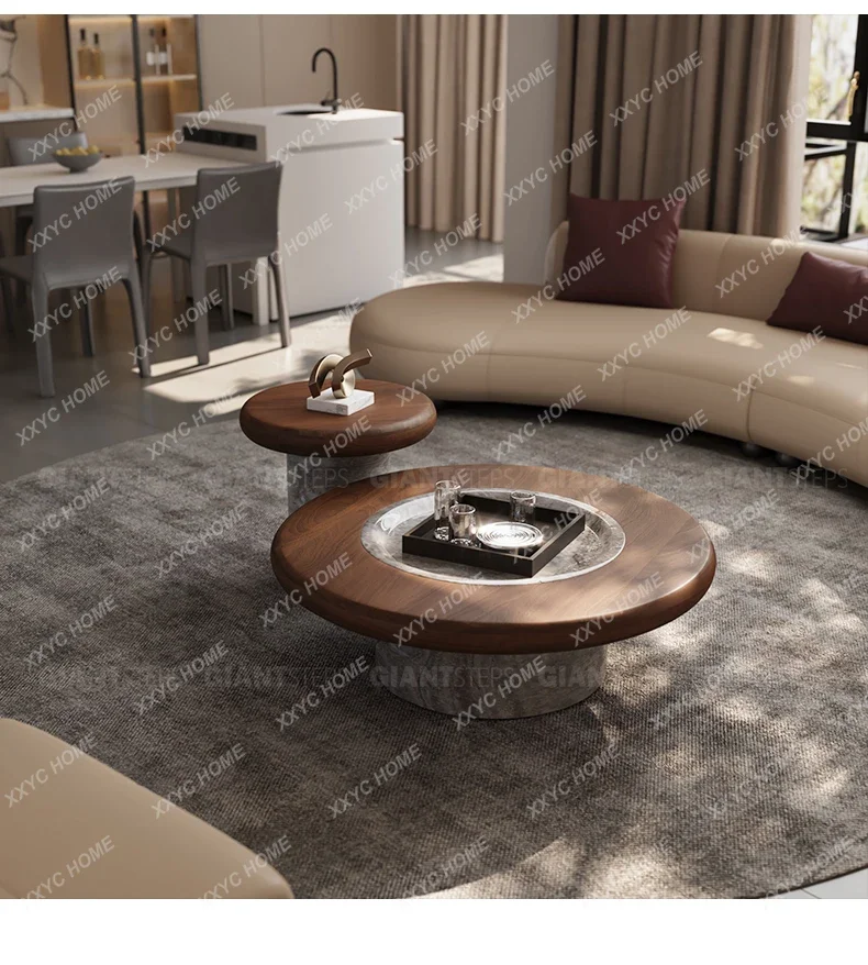 

A Natural marble coffee table living room household small apartment