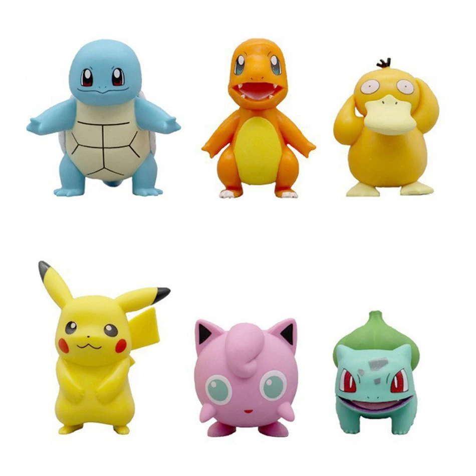 6 pz/set Pokemon Anime Figure Toys Pikachu PVC Cake Car Decoration Ornaments Action Figure per bambini compleanno regali di natale