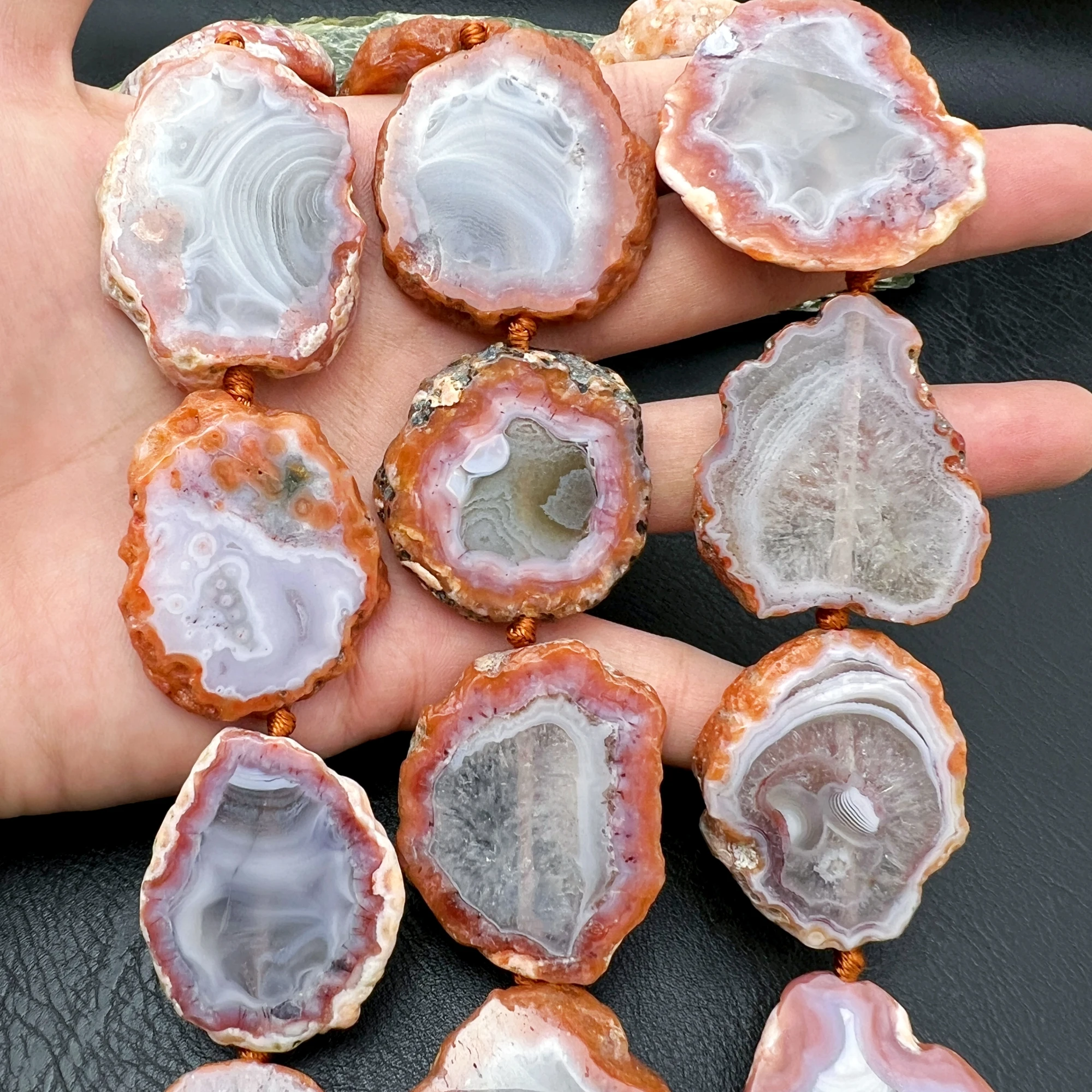 Large Freeform Orange Crazy Agates Quartz Slice Focus Pendant Beads For DIY Jewelry Making MY2511115