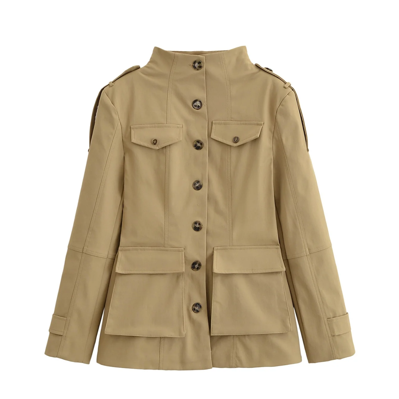 Chaquetas de estilo militar para mujer, abrigo ajustado con botones en la cintura, prendas de vestir exteriores Vintage para mujer, Tops con bolsillos, ropa de calle