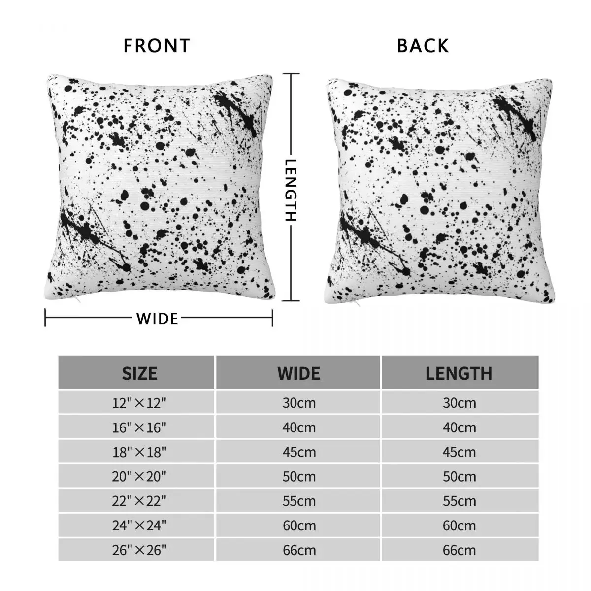 Black Paint Splatter Pillowcase Polyester Linen Velvet Pattern Zip Decor Throw Pillow Case Bed Cushion Cover