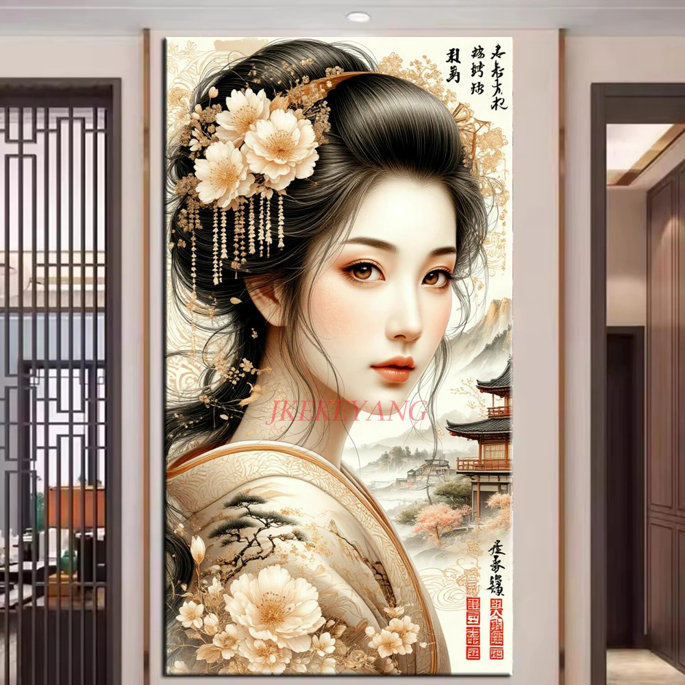 

Beautiful Oriential Chinese Girl Large Diamond Art Full Diamond Painting Mosaic 5D Diamond Embroidery Diy Cross Stitch