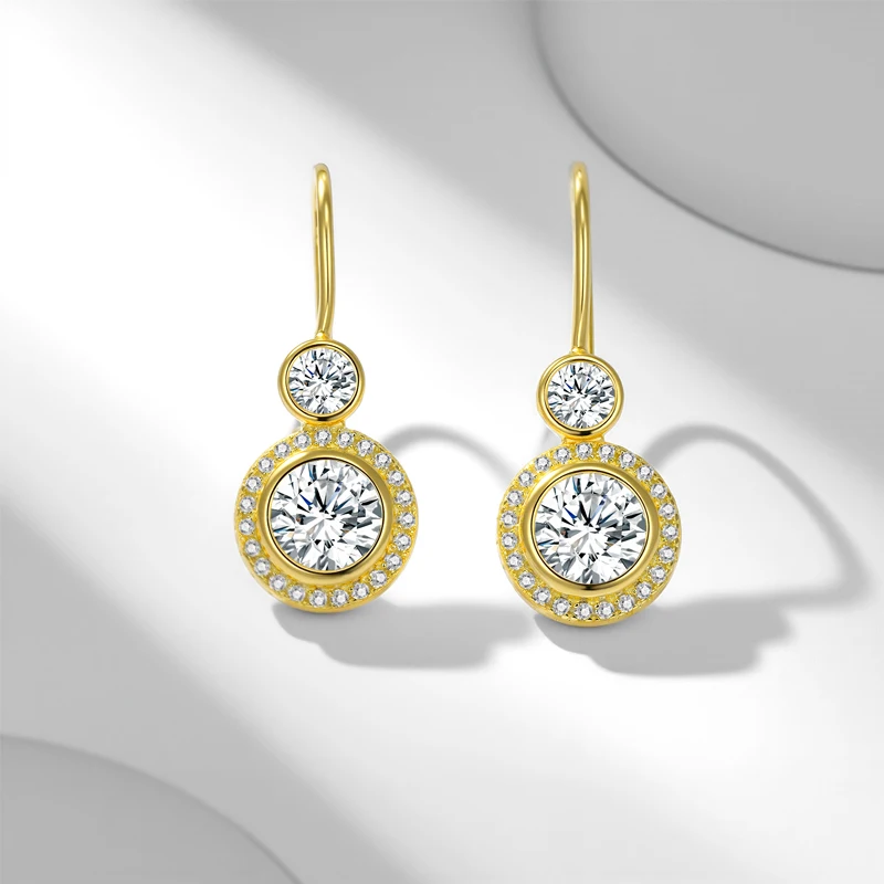 أقراط مويسانيتي 925 فضية 1.3 قيراط*2 أنيقة ورجعية، مناسبة للتمر اليومي وحفلات الزفاف والولائم #3