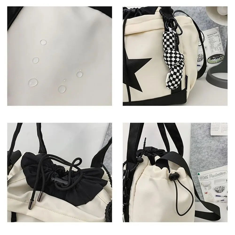 Nylon Large Capacity Shoulder Bag Creative Five-pointed Star Korean Style Tote Bag Drawstring Men