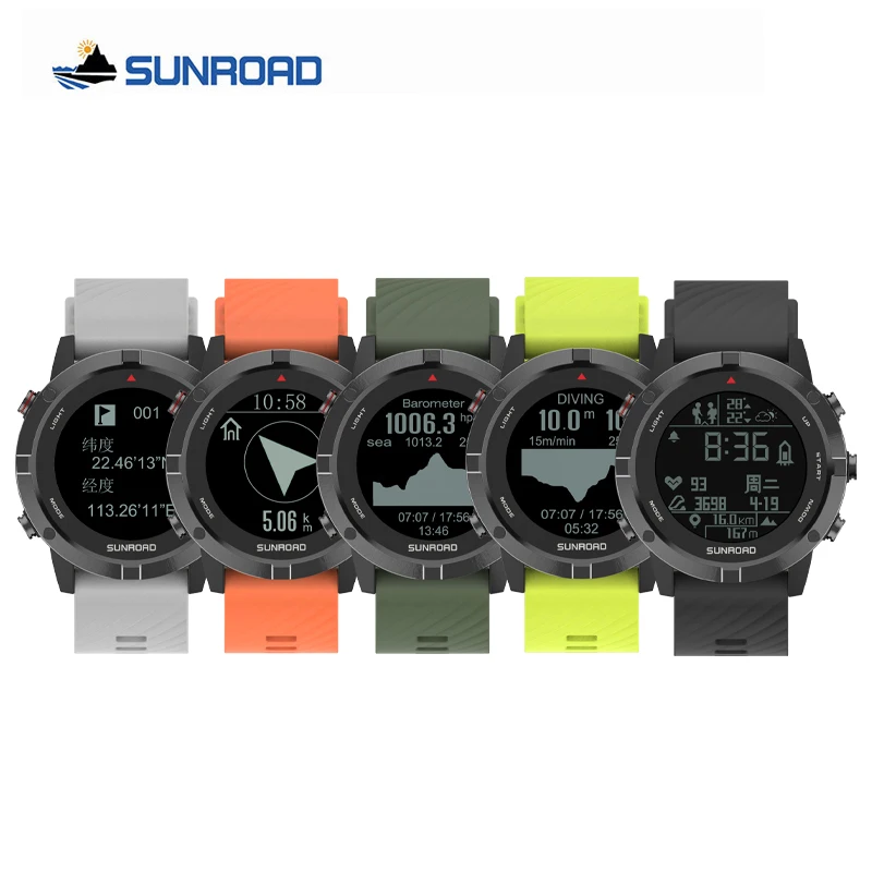 SUNROAD Digital Watch GPS Tracking 3ATM Waterproof With Altimeter Compass Running Bike SwimmingUSB Charging Long Standby