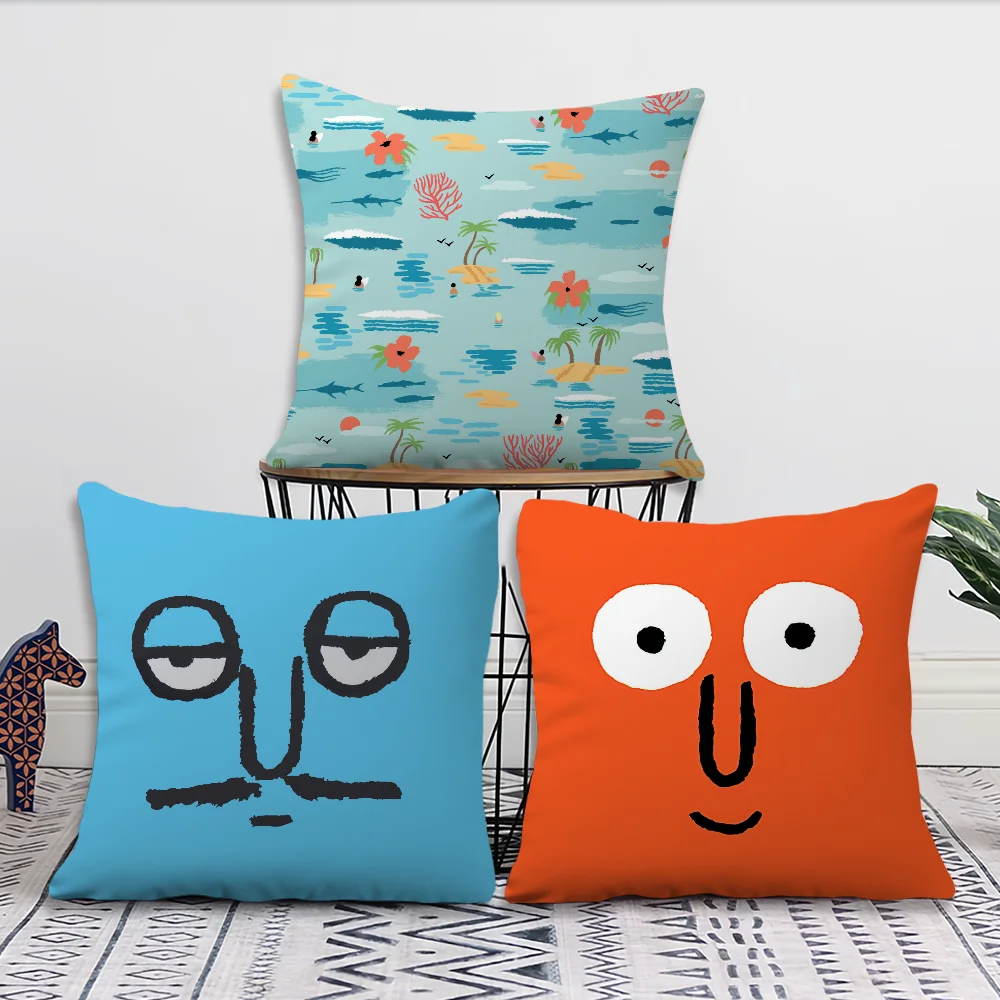 Aesthetic Art J-Jean-Jullien Pillow Case Sofa Living Room Bedroom Headboard Backrest Cushion Square Cushion Nap Time