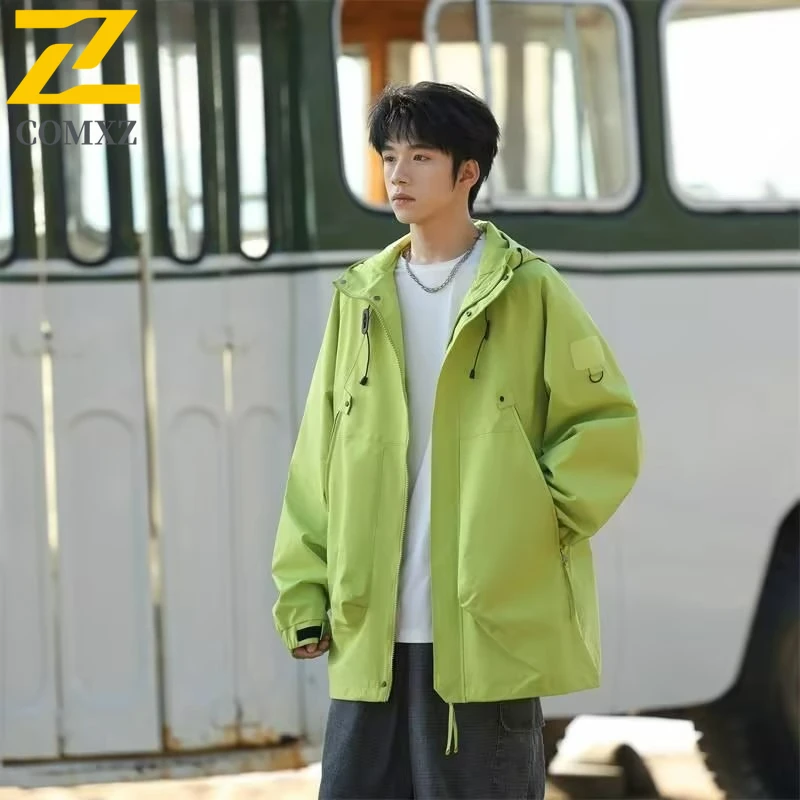 

Branded Jacket Men 2025 New Autumn Leisure Single Layer Camping Windproof Jackets Outdoor Travel Lightweight Waterproof Coat