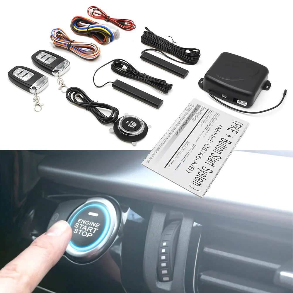 Universal Car Keyless Entry System, Engine Start Alarm System, One-Button Start and Stop System, Remote Starter, Acessórios, 12V