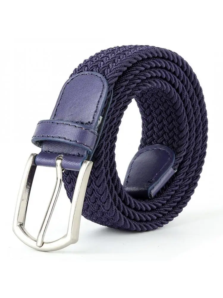 

110cm New Men Stretch Woven Belt Casual Ladies Canvas Elastic Korean Joker Pin Buckle