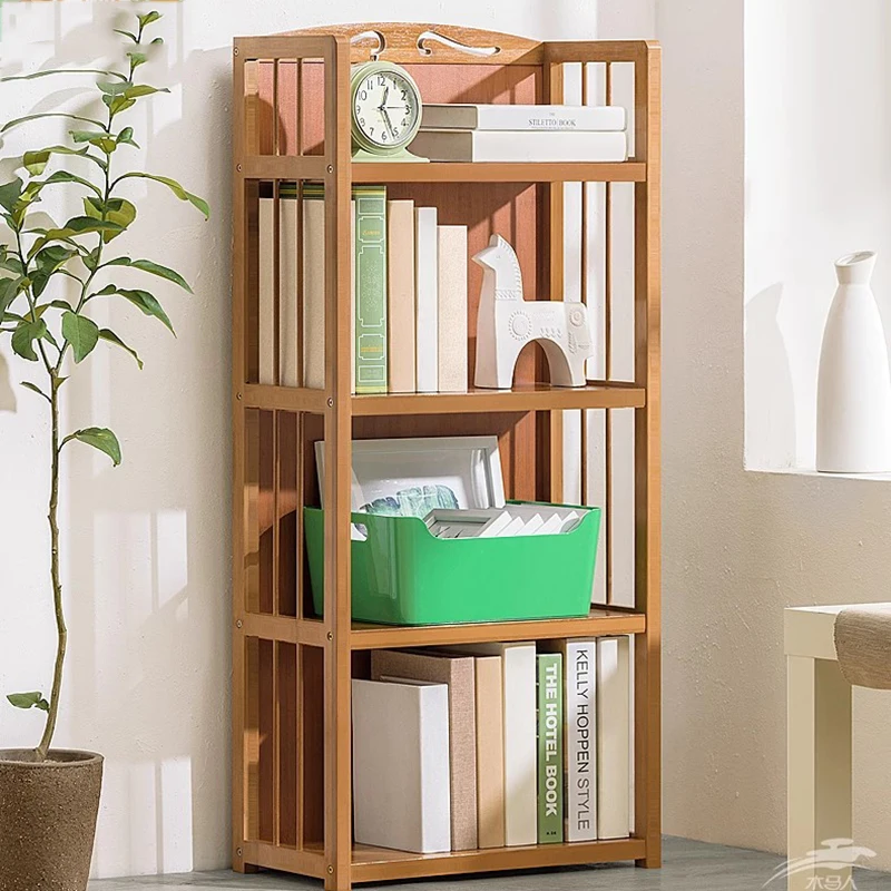 Minimalist Plant Corner Bookcase Display Magazine Organizer Decor Bookshelf Kitchen Library Buchregal Bamboo Furniture XY50BC