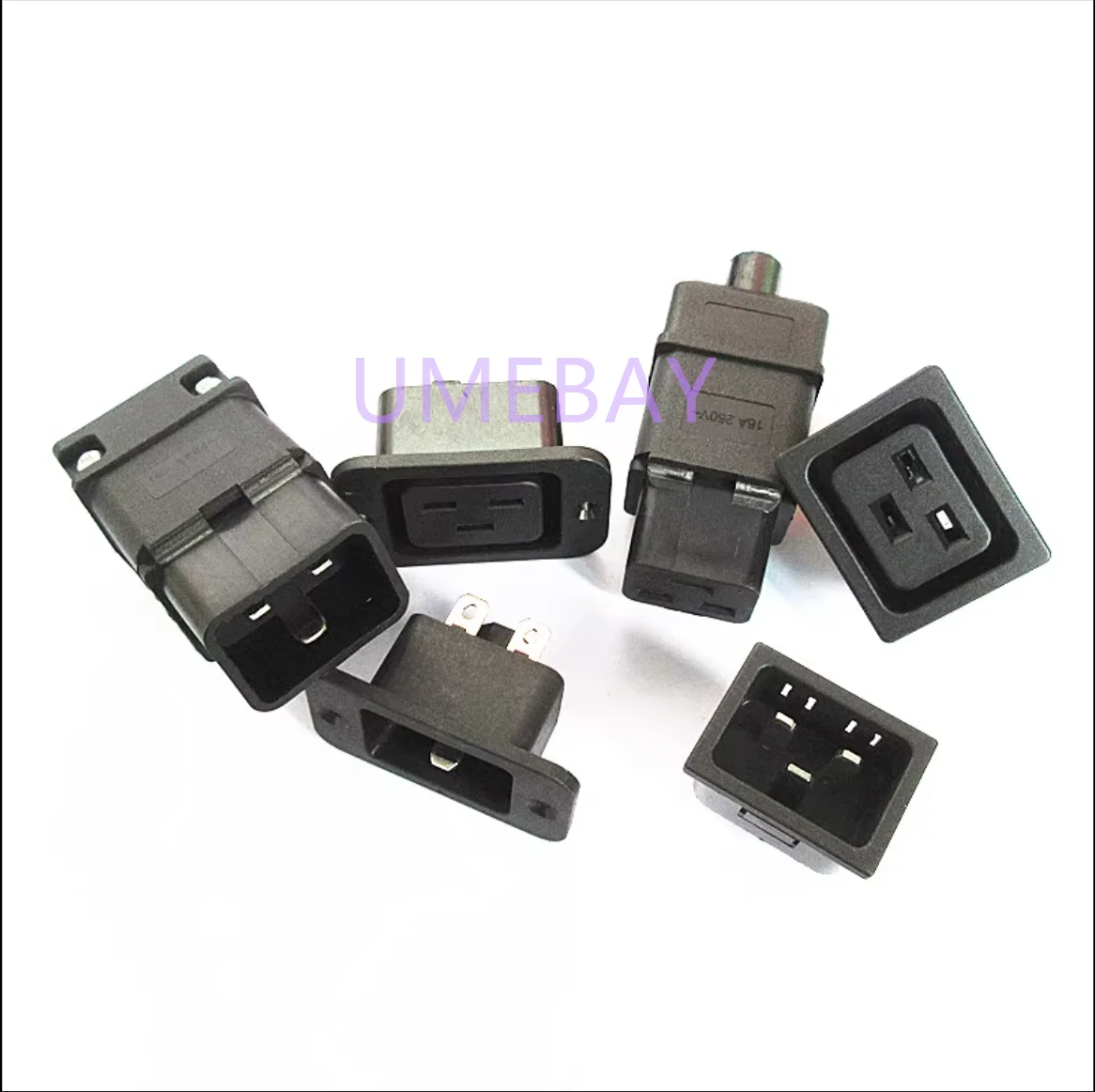 5PCS   High power 16A high current AC power socket with three core pin shaped plug socket male/female power supply