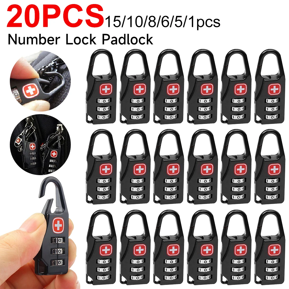 Outdoor Backpack Handbag Zipper Lock Anti Theft Portable Mini Combination Code Number Lock for Travel Backpack Accessories