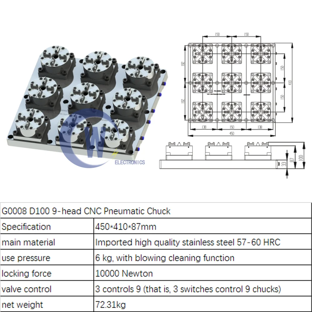 

Electrode Clamping and CNC Engraving Precision with the D100 Pneumatic Chuck Compatible with ER/3R Interface EDM Spark Machines