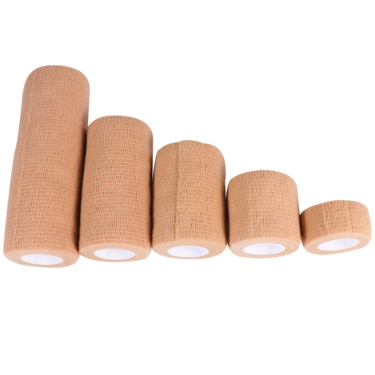 

5Pcs Cohesive Elastic Bandages Self Adhesive Sports Tape Skin Color Different Sizes First Aid Tape Athletic Support