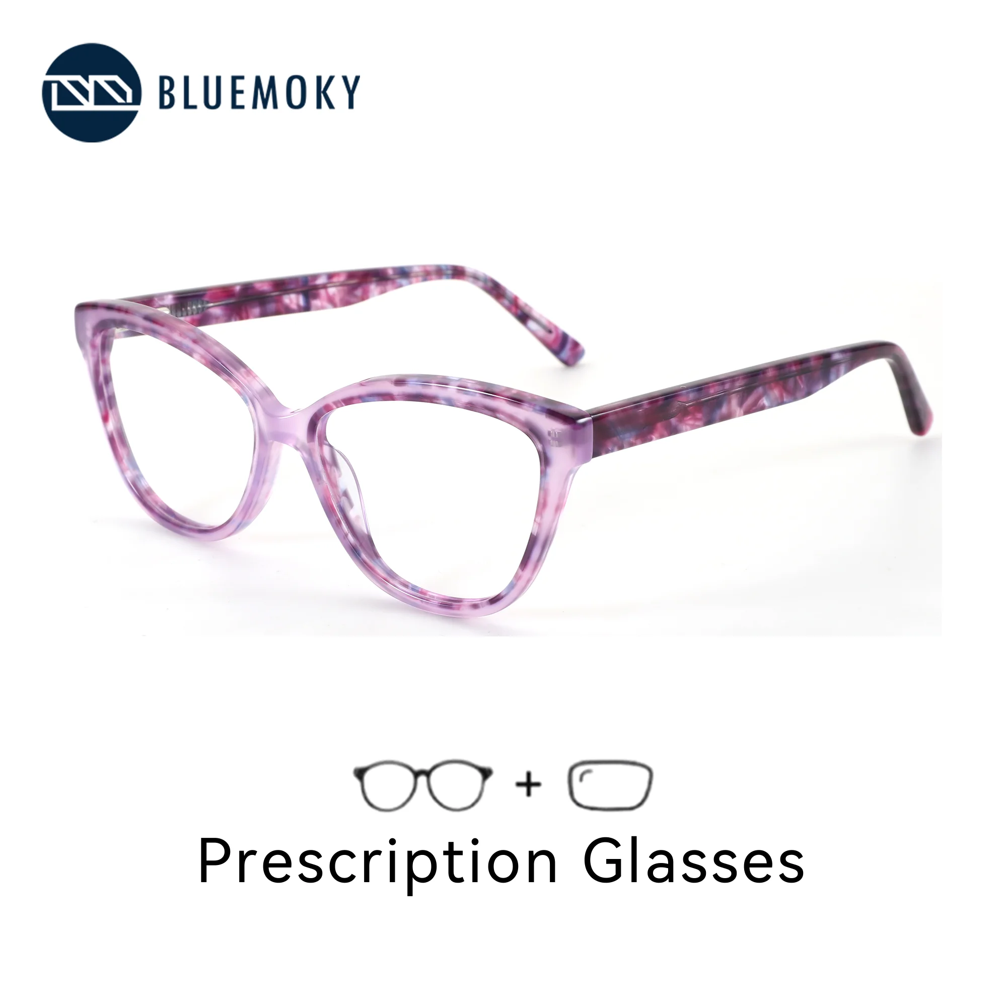 

BLUEMOKY (XXS Size) Women's Butterfly Acetate Prescription Glasses Progressive Eyeglasses Of View Far And Close Myopia Eyewear