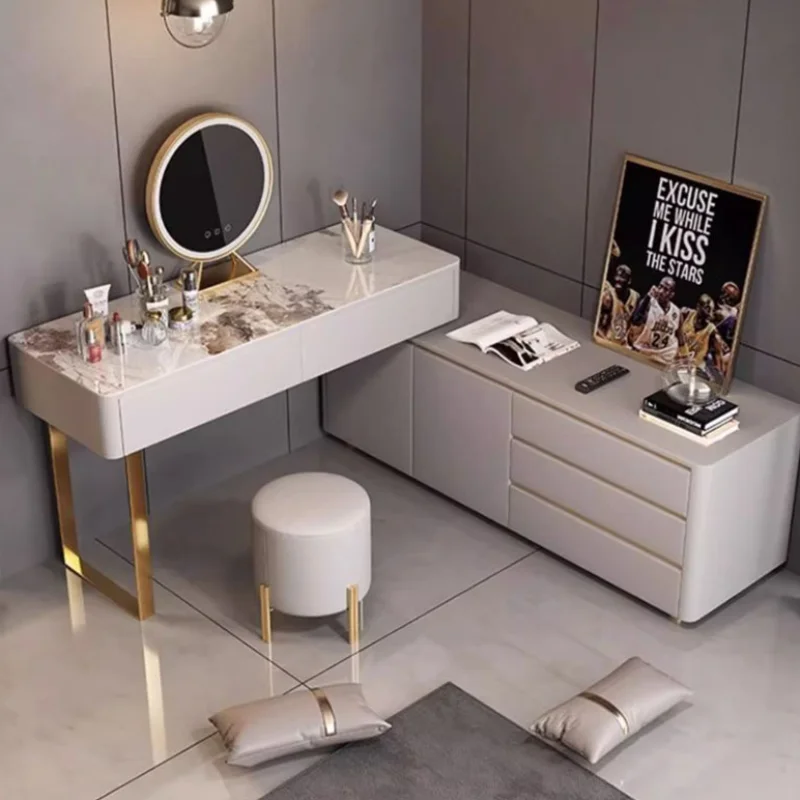 Natural Luxury Wooden Dresser White Storage Makeup Girls Mirrors Dressers Sets Bedroom Make Up Tocador Maquillaje Furniture